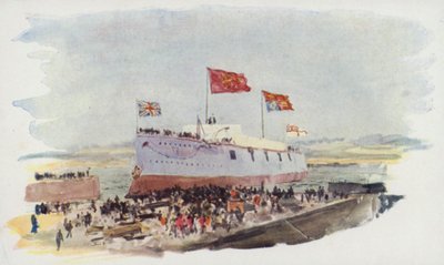 Floating out a Battleship, Chatham Dockyard by William Lionel Wyllie